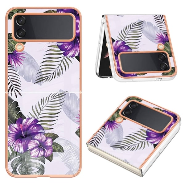 Marmormotiv Samsung Galaxy Z Flip4 skal - Lila Blommor Lila