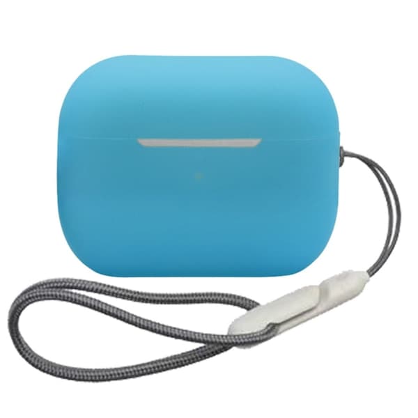 AirPods Pro 2 silikoneetui med snor - Fluorescerende Blå Blue