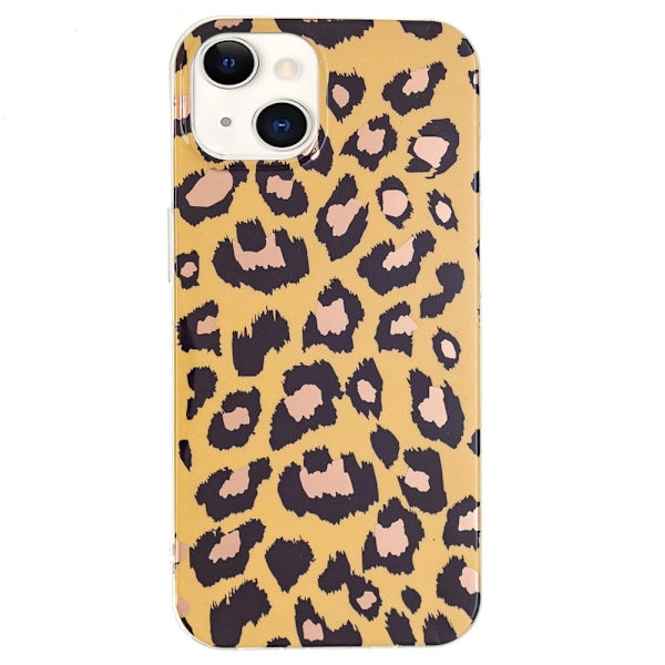 Marble iPhone 15 Suojakotelo - Electroplated Leopard Print Brown