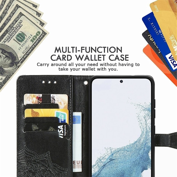 Mandala Samsung Galaxy S23 Plus Flip Etui - Sort Black