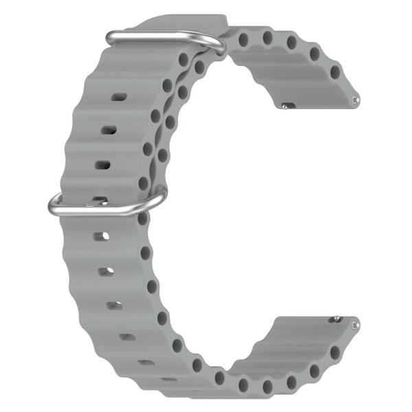 22 mm klockarmband i silikon med universell vågdesign - Grå Silvergrå