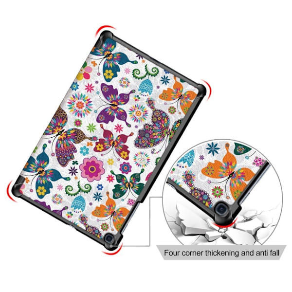 Samsung Galaxy Tab A 10.1 (2019) kolminkertainen nahkakotelo - Perhonen Multicolor