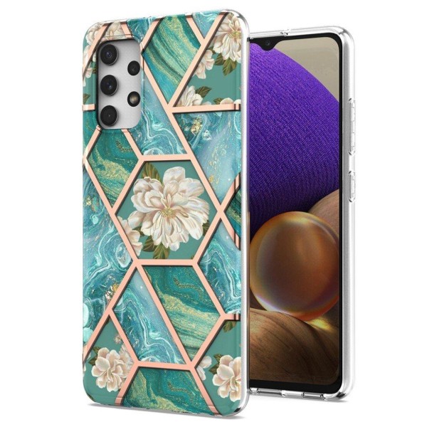 Marble design Samsung Galaxy A32 cover - Grøn Marmor / Blomst Green