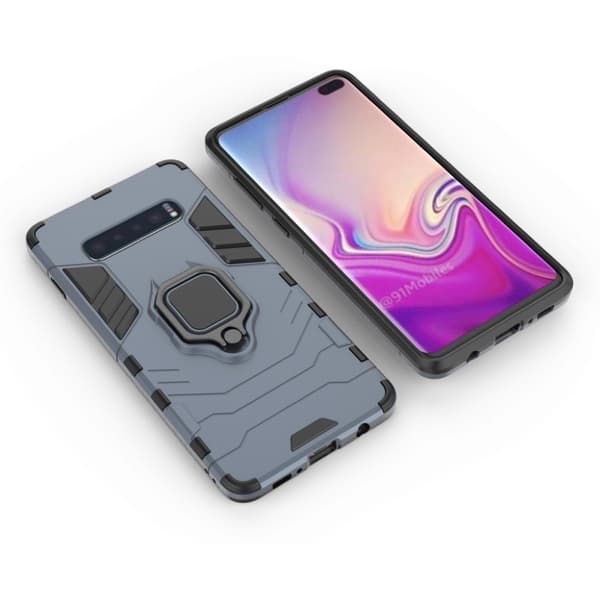 Samsung Galaxy s10 Plus Kickstand Hybrid Etui - Gråblå Blue