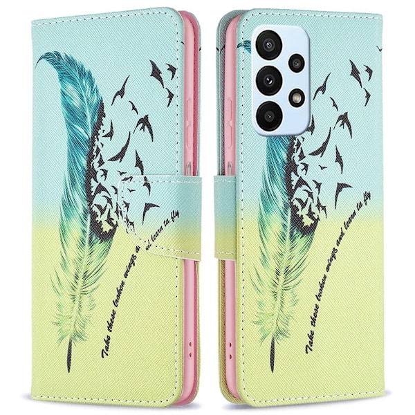 Wonderland Samsung Galaxy A73 flip kuoret - Sulka Ja Linnut Multicolor