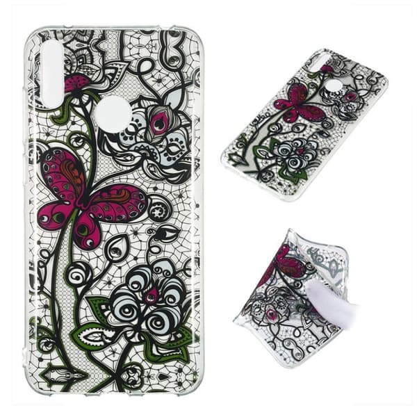 Huawei Y7 2019 mønstret etui - Sort Blonde og Sommerfugl Multicolor