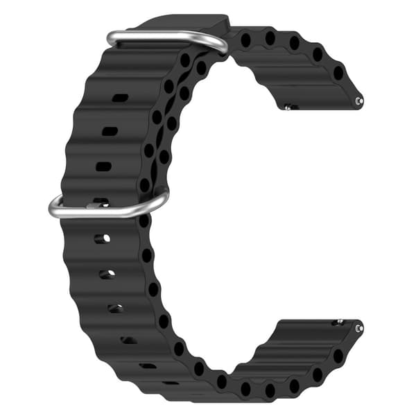 20mm Universal wave design silikone urrem - Sort Black