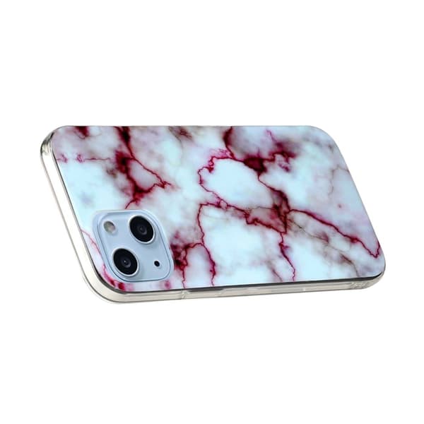 Marble iPhone 14 Plus Etui - Rød Klinkekule Red