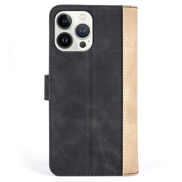 To-farvet iPhone 13 Pro Max læderetui - Sort Black
