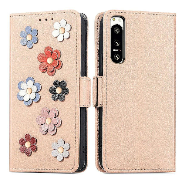 Glat og tyndt premium Sony Xperia 5 IV læderetui - Khaki Brown
