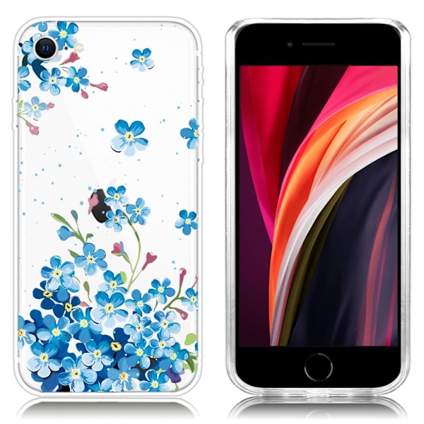 Deco iPhone SE 2020 deksel - Blå blomst Blue