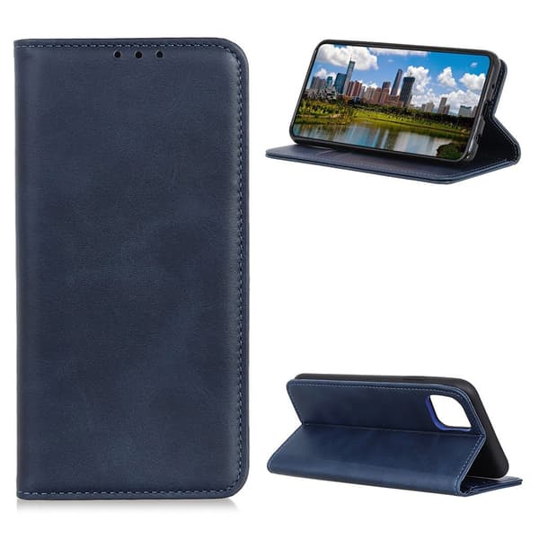 Flip Etui med Pung i Ekte Lær til iPhone 12 / 12 Pro - Blå Blue