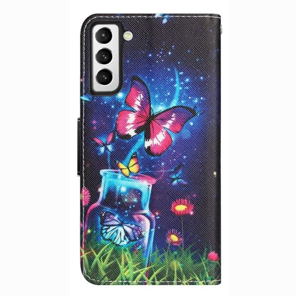 Wonderland Samsung Galaxy S23 Plus Flip Etui - Bottle og Sommerfugl Multicolor
