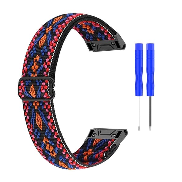 Elastiskt klockarmband i nylon med coolt mönster för Garmin-klocka - Orange Rosa multifärg