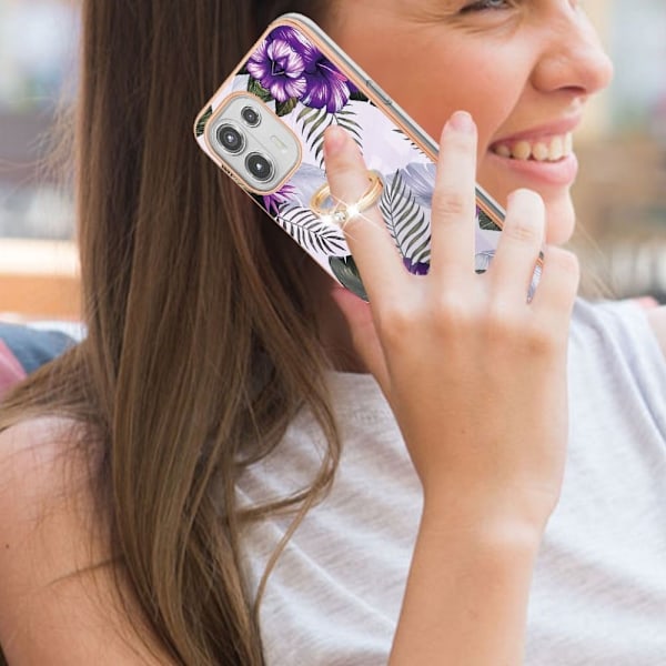 Marmormotiv Motorola Edge 20 Lite skal - Lila Blommor Lila