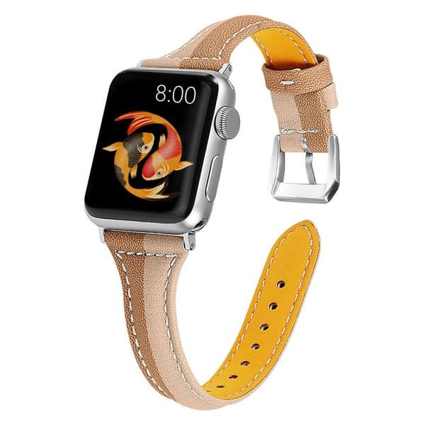 Apple Watch Series 5 40mm ægte læder Urrem - Abrikos / Kaffe Brown