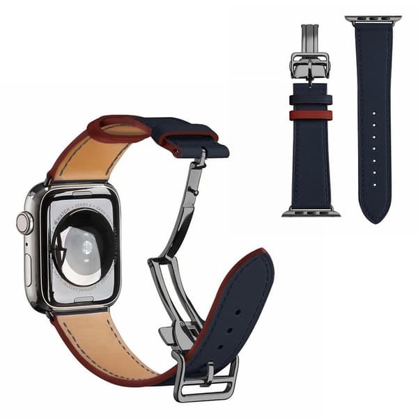 ægte læder sort spænde rem til Apple Watch Series 6 / 5 40mm - Indigo blå Blue