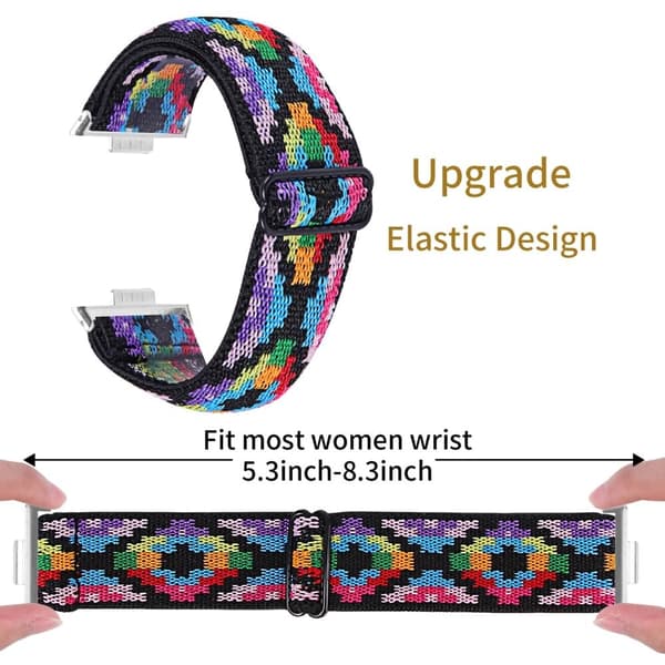 Huawei Watch Fit 3 Nylon Watch Strap Pattern Print Adjustable Elastic Wrist Band - 14# Gold