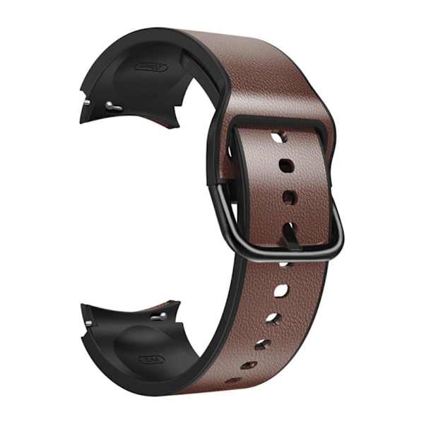 20 mm universal klockarmband i silikon + äkta läder - Mörkbrun Brun