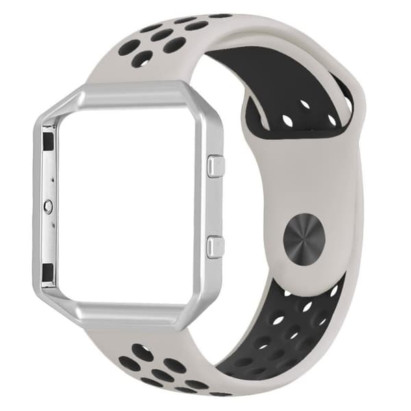 Fitbit Blaze tofarvet silikone Urrem - Hvid / Sort Hole Black