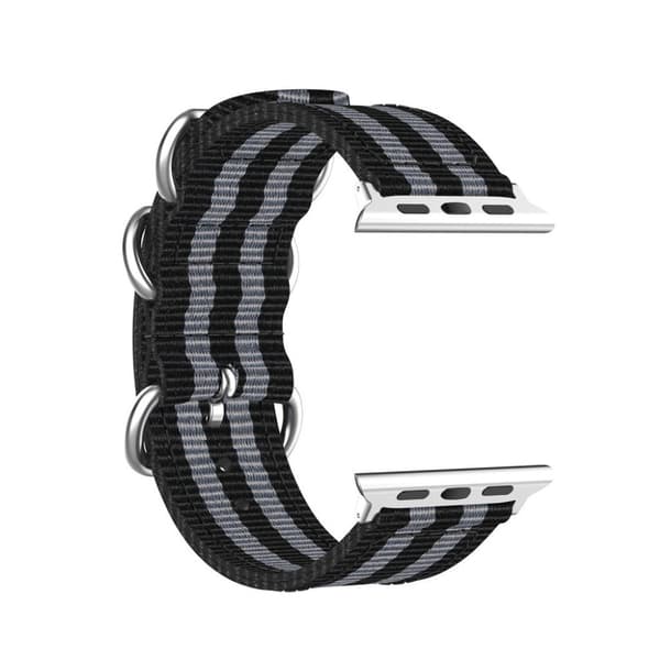Apple Watch Series 5 44mm stribe Mønster nylon urrem - Sort / grå Black