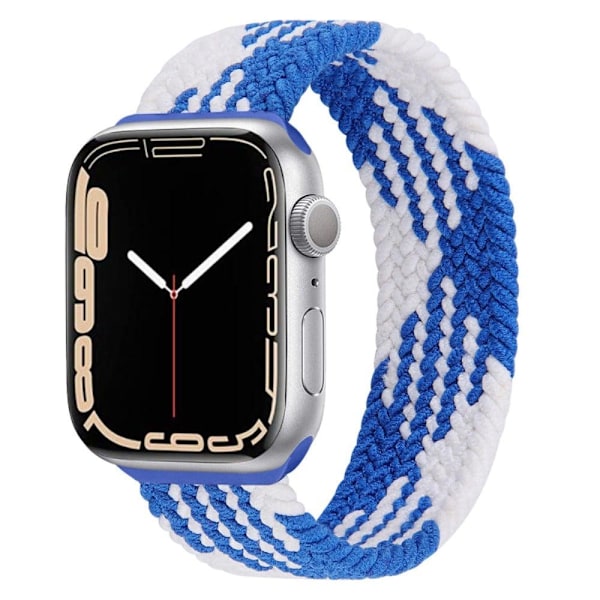 Apple Watch Series 8 (45mm) / Watch Ultra klockarmband i elastisk nylon - Blå / Vit Storlek: M Blå