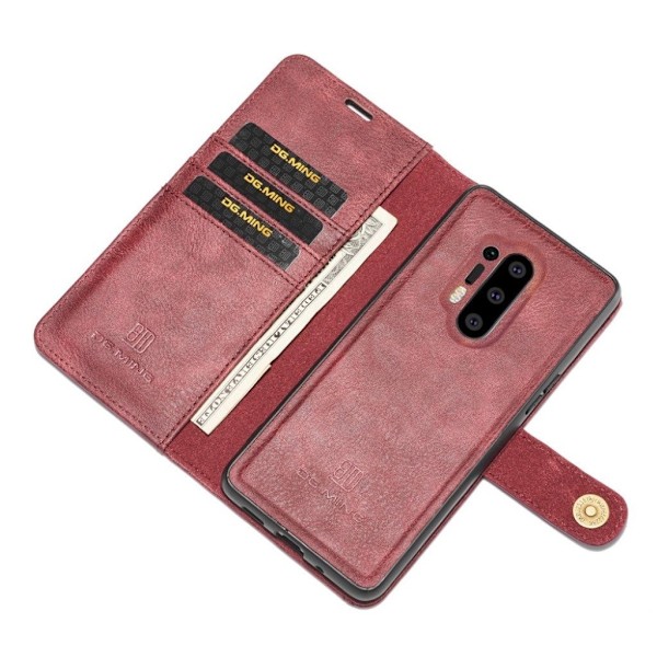 DG.MING OnePlus 8 Pro 2-in-1 Wallet Etui - Rød Red