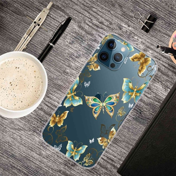 Deco iPhone 14 Pro Max deksel - Sommerfugler Gold
