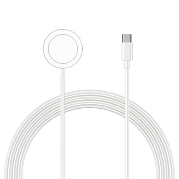 Apple Watch 1m Type-C-portin latauskaapeli pyöreä langaton latausdock - Valkoinen White