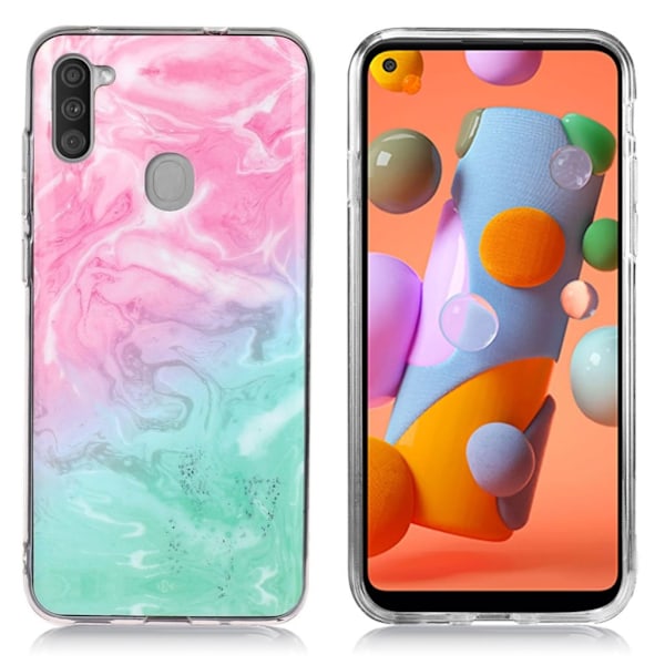 Marmormotiv Samsung Galaxy A11 skal - Rosa / Cyan Marmor Rosa