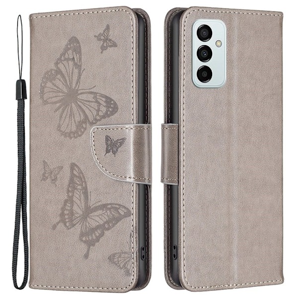 Butterfly läder Samsung Galaxy M23 fodral - Silver/Grå Silvergrå