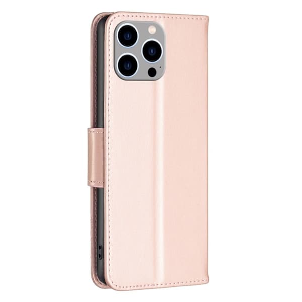 Butterfly iPhone 14 Pro Max nahkakotelo - Kulta Pink