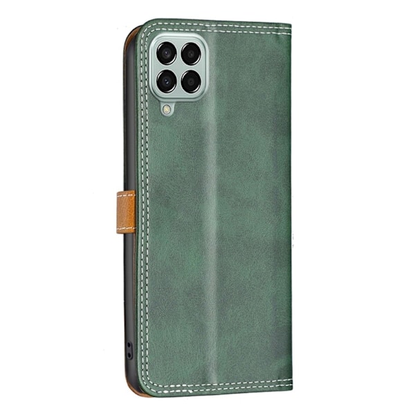 BINFEN tvåfärgat läder Samsung Galaxy M33 5G fodral - Grön Grön