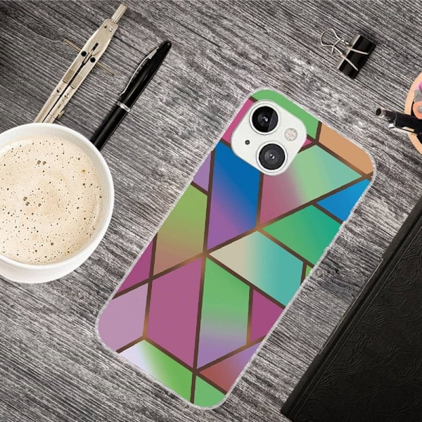 Marmormotiv iPhone 14 Plus skal - Rosa/Grön Och Blå Gradienter multifärg