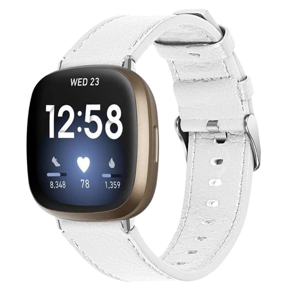 Fitbit Sense / Versa 3 klockarmband i äkta läder från cowhide - Vit Vit