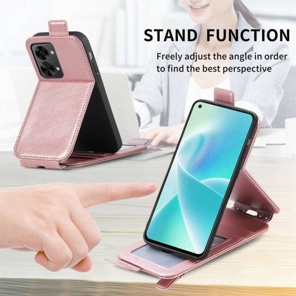 Vertikalt OnePlus Nord 2T fodral med dragkedja - Rosa Rosa