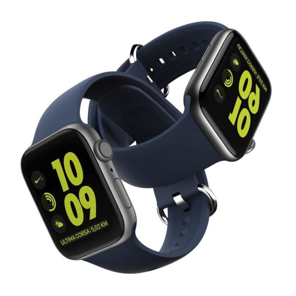 Apple Watch Series 5 40mm nestemäinen silikoninen kellonauha - Tummansininen Blue