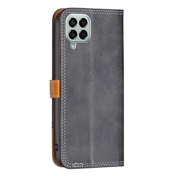 BINFEN to-farvet Samsung Galaxy M33 5G læderetui - Sort Black
