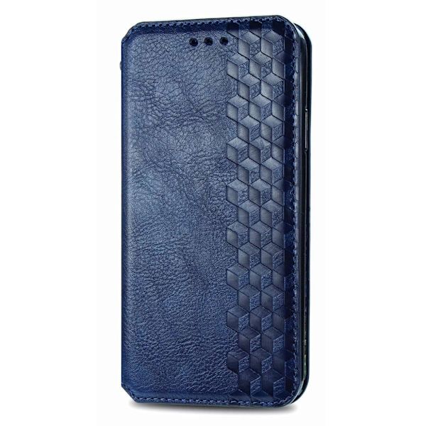 Läderfodral med A Snygg Rhombus Avtryck till Motorola Edge 30 Ultra / X30 Pro - Blå Blå