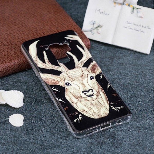 Samsung Galaxy S9 Plus mønstret IMD blød TPU etui - Kronhjort Brown
