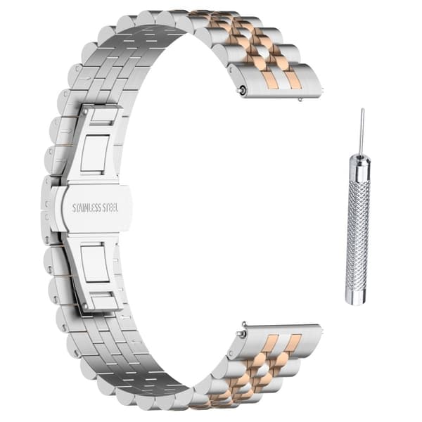 Garmin Forerunner 265S / 255S / Venu 2S / Vivoactive 4S rustfritt stålrem - Sølv / Sølv Pink