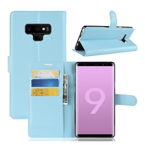 Samsung Galaxy Note 9 mobilfodral syntetläder silikon stående plånbok - Blå Blå