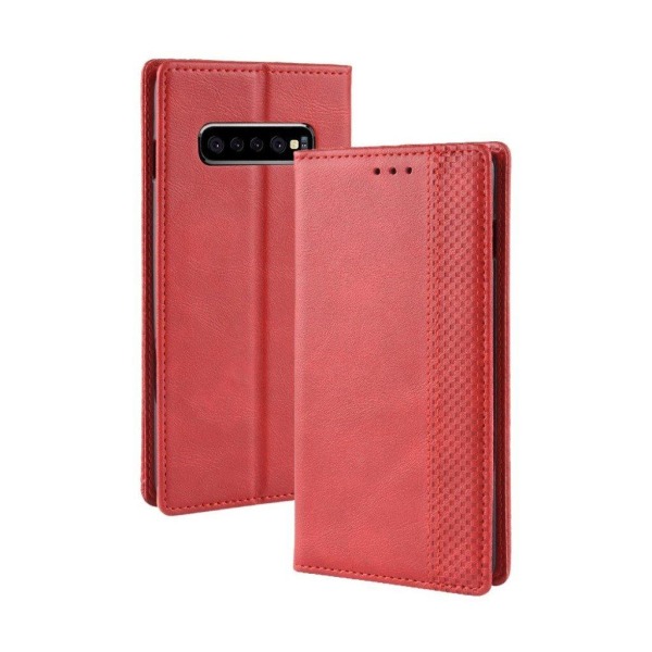 Samsung Galaxy S10 Plus vintage läderfodral - Röd Röd