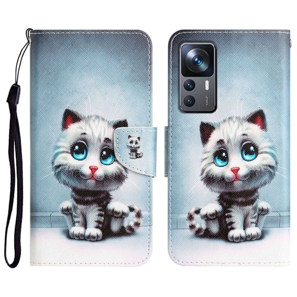 Wonderland Xiaomi 12T / 12T Pro / K50 Ultra Flip Etui - Blå Øjne Kat Blue