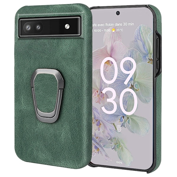 Stötsäkert läderfodral med oval kickstand för Google Pixel 6a - Grön Grön