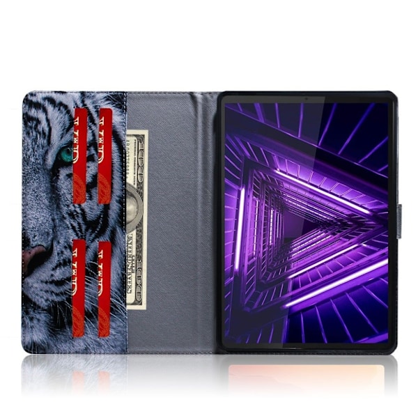 Lenovo Tab M10 FHD Plus mönstrat läderfodral - Tiger Vit
