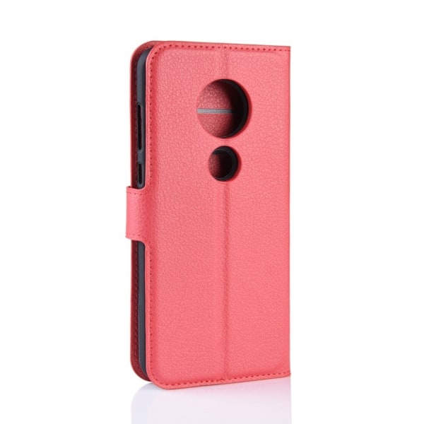 Motorola Moto G7 litsi nahkainen suojakotelo - Punainen Red