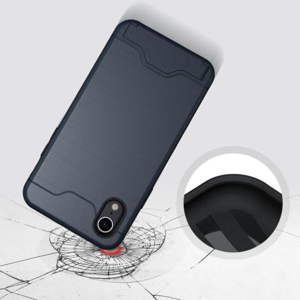 IPhone 9 mobilskal plast silikon kortficka stående - Mörkblå Blå