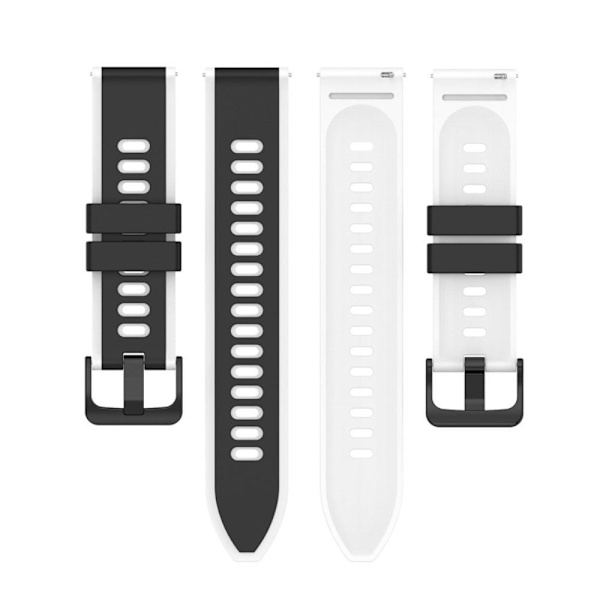 22 mm universellt dubbelfärgat klockarmband i silikon - Svart / Vit Svart
