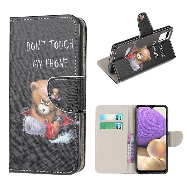 Wonderland Samsung Galaxy A32 5G flip kuoret - Varoitussanat Black